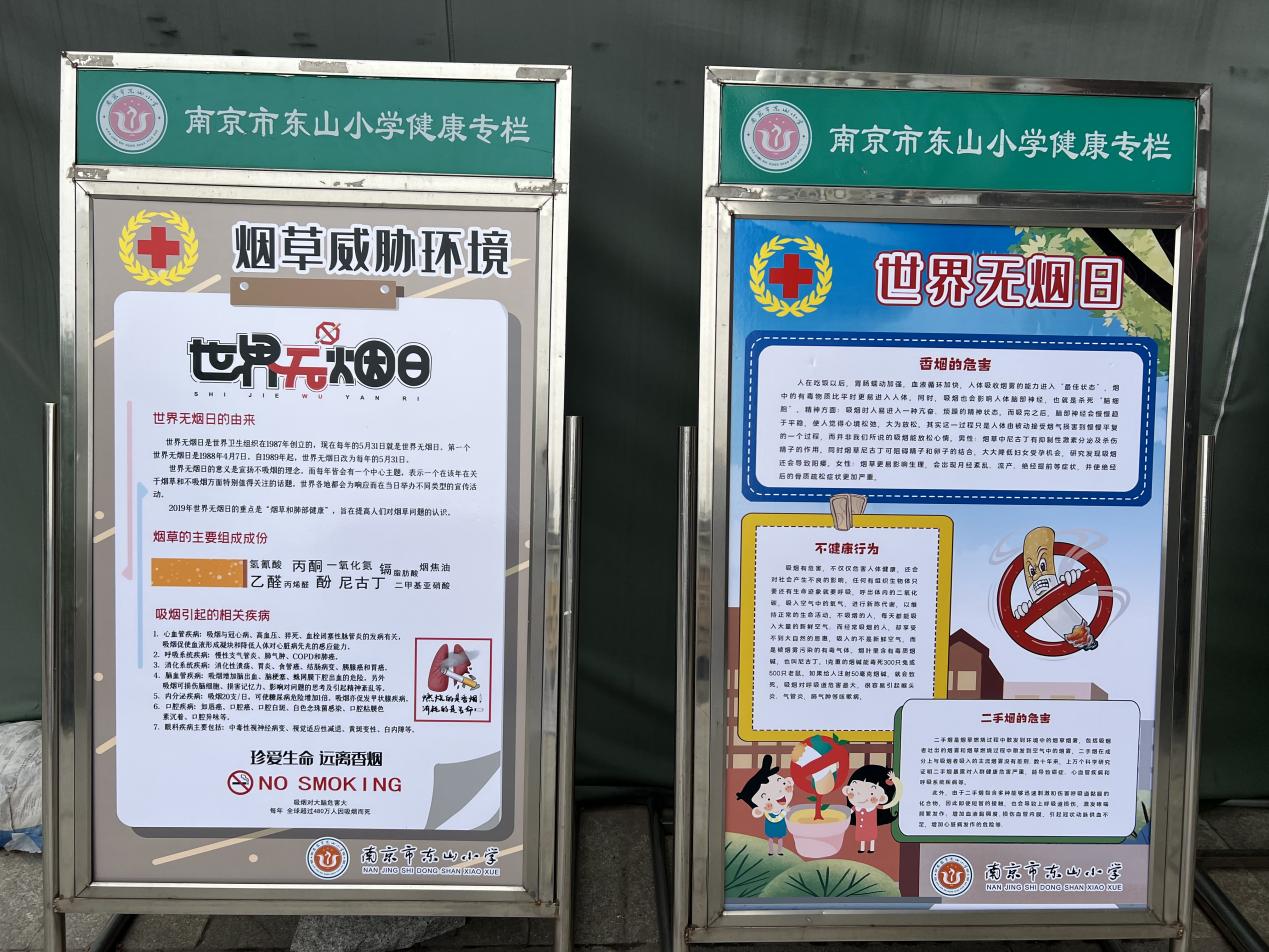 南京市东山小学红会开展世界无烟日宣传活动